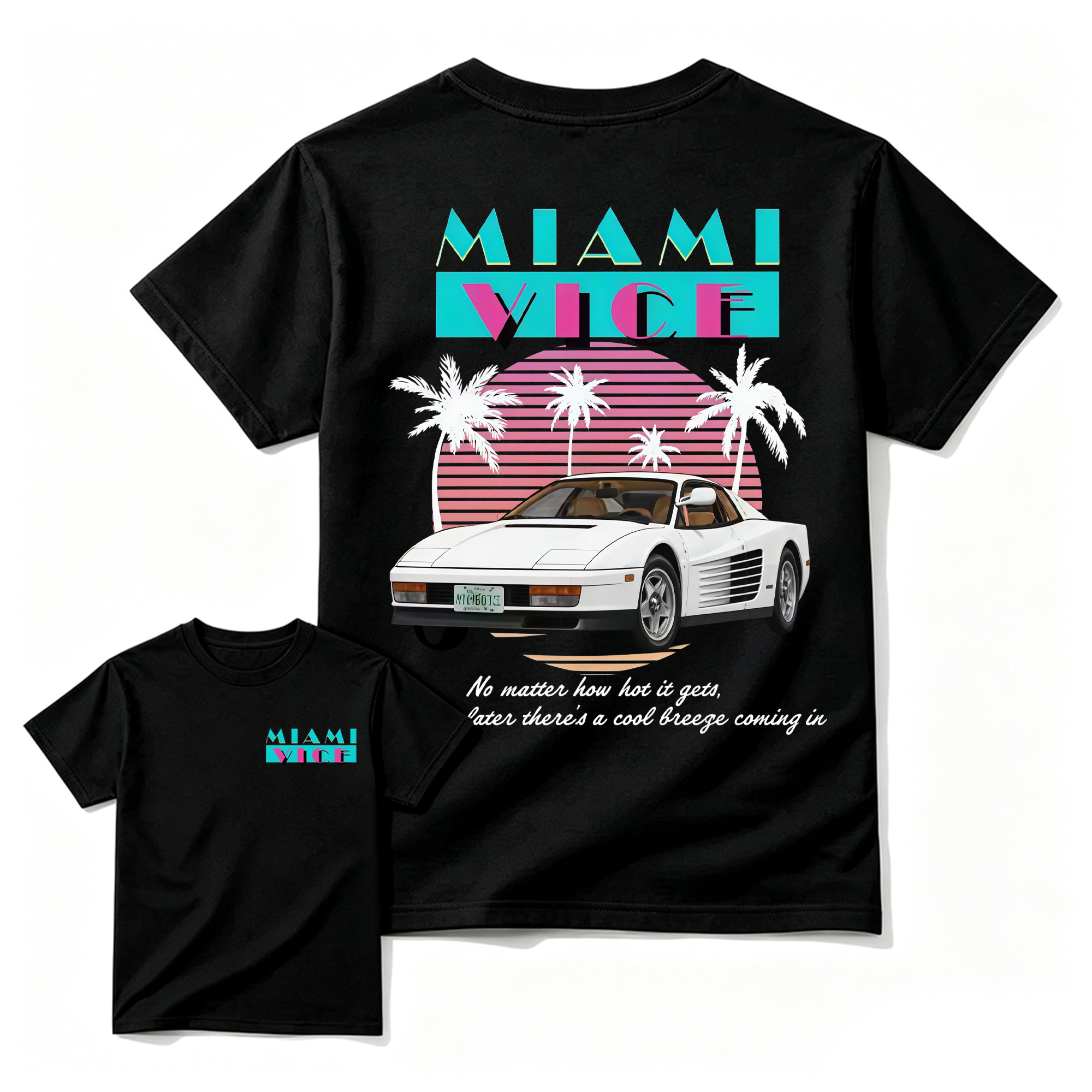 Miami.Vice. Shirt, Vintage 80s Neon Car Graphic Tee, Retro TV Series Inspired T-Shirt