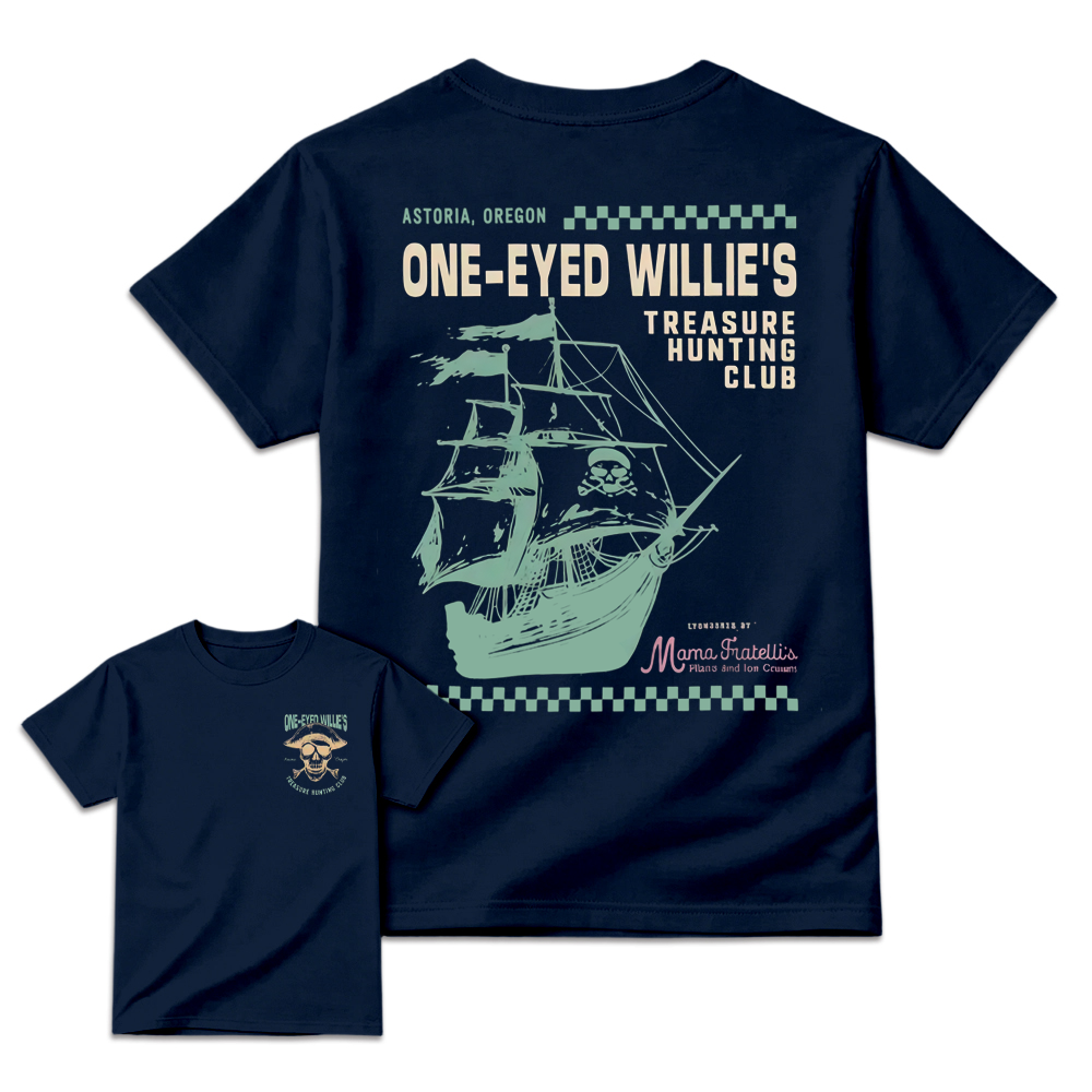 One-Eyed Willie's Treasure Hunt T-Shirt-Retro 80s Movie Graphic Tee