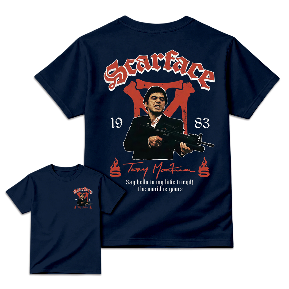 Scar-Fac3 1983 Tony M. Movie T-Shirt, The World Is Yours