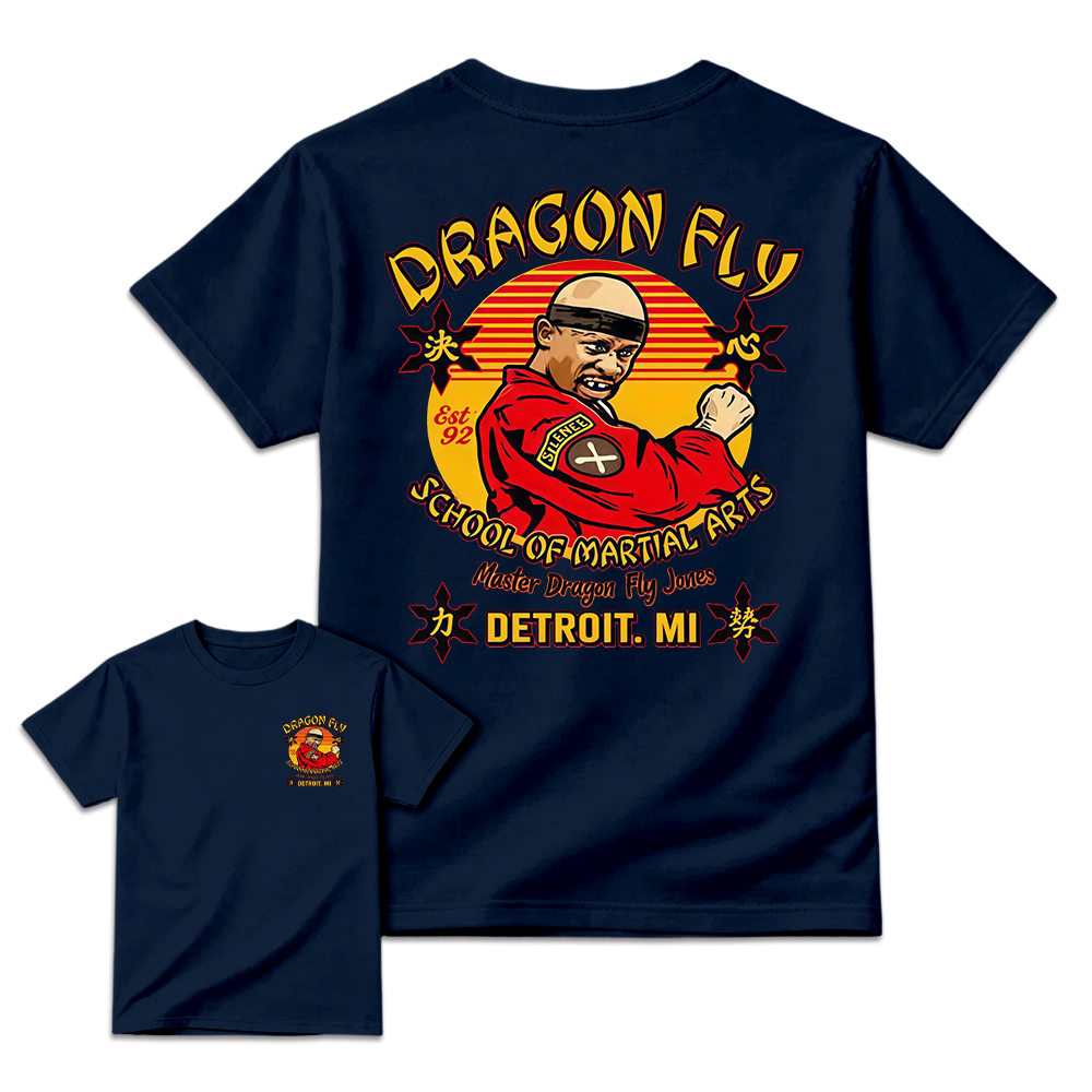 "Drag0n Fly" Retro Martial Arts T-Shirt, Vintage 90s Sitcom Comedy Tee