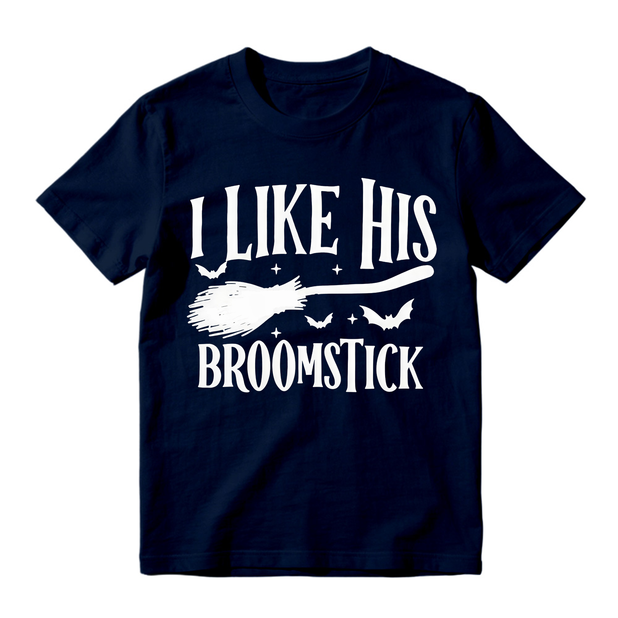 Matching His Hers Funny Halloween Couple Costume T-Shirts, Pumpkin/Broom Design