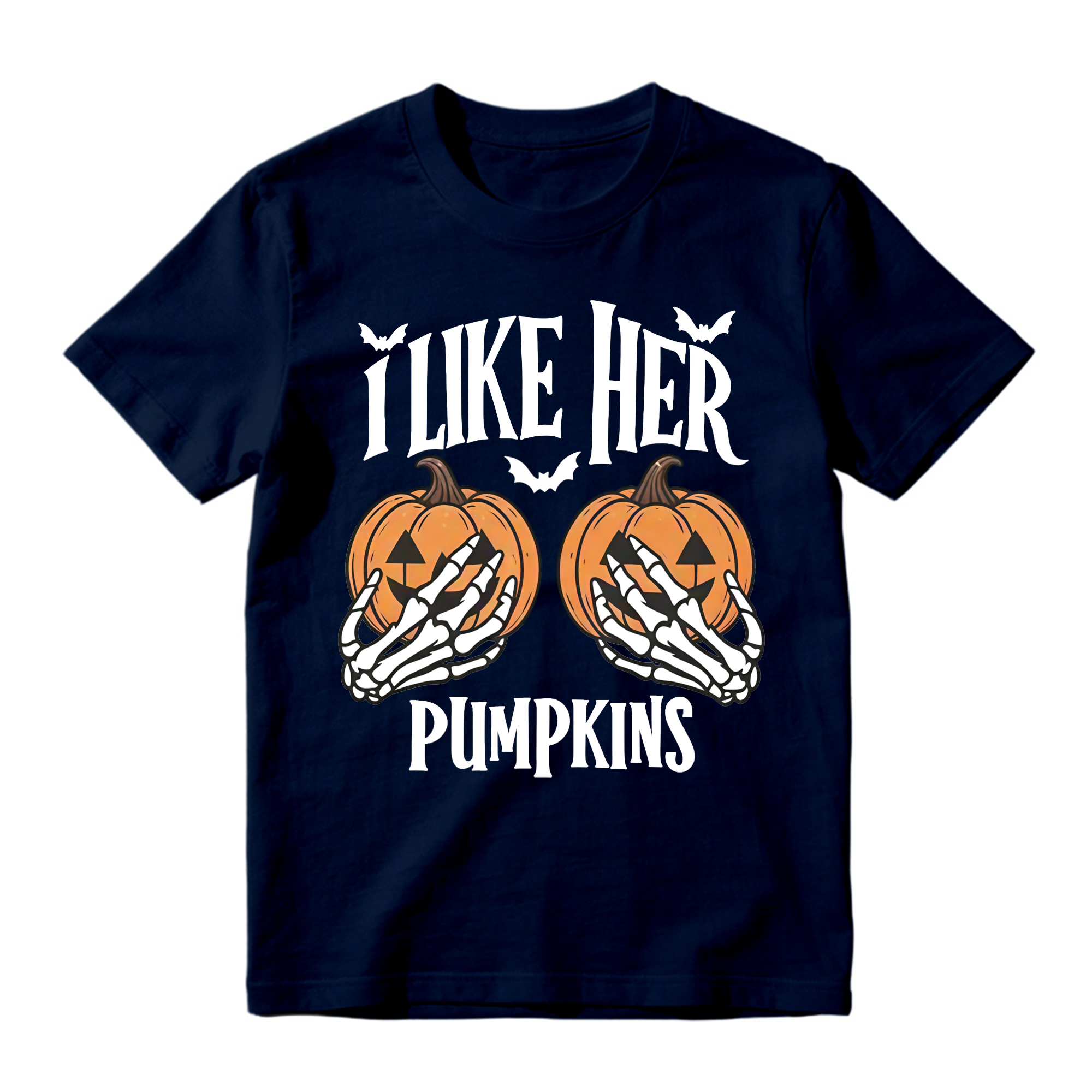 Matching His Hers Funny Halloween Couple Costume T-Shirts, Pumpkin/Broom Design