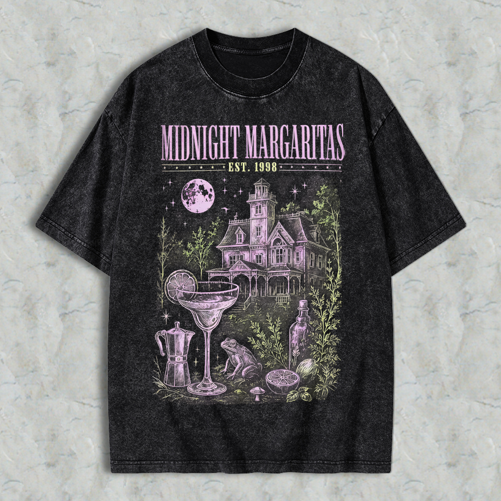 "Midnight Margaritas" Vintage Witchy Acid Washed T-shirt