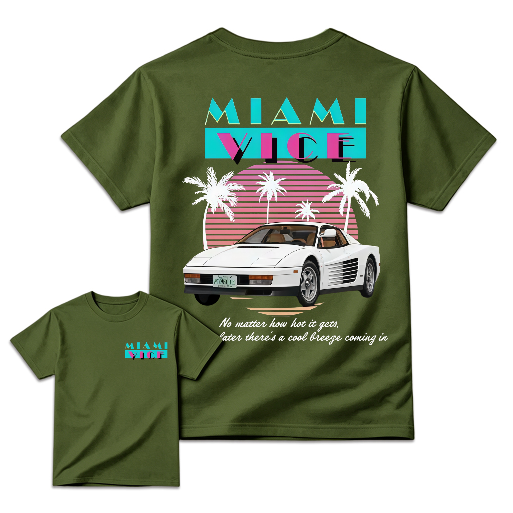 Miami.Vice. Shirt, Vintage 80s Neon Car Graphic Tee, Retro TV Series Inspired T-Shirt