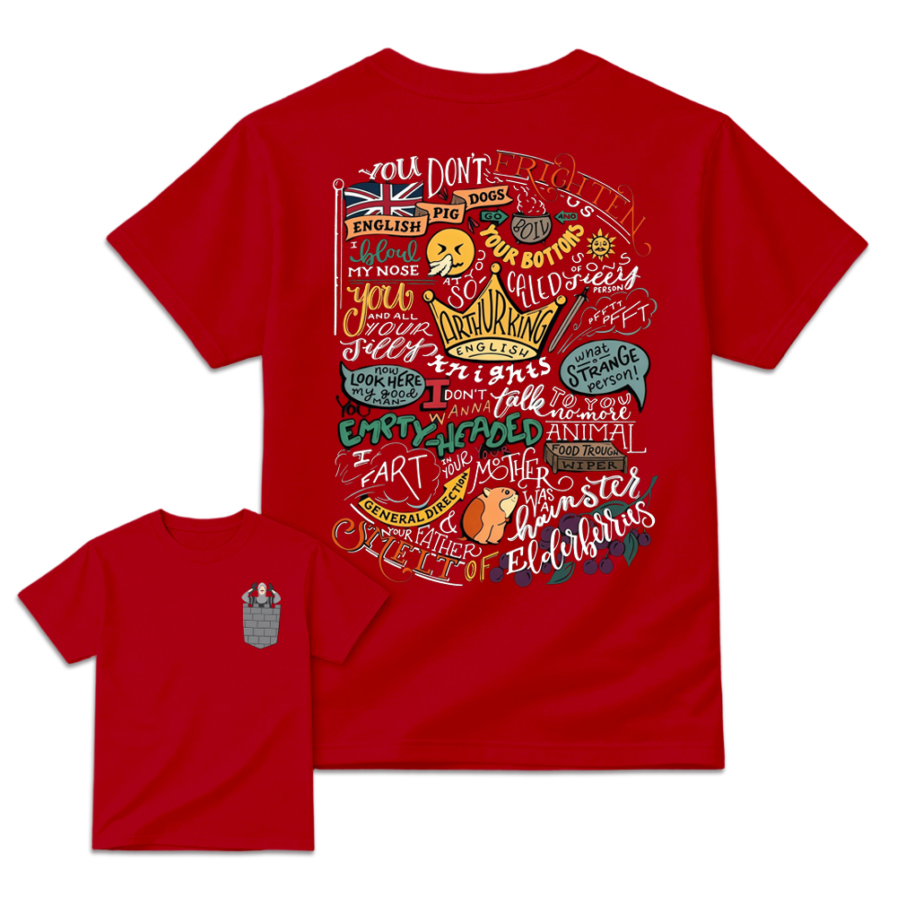 Monty.Python. Classic Comedy Quote T-Shirt, French Taunt Castle Scene Tee