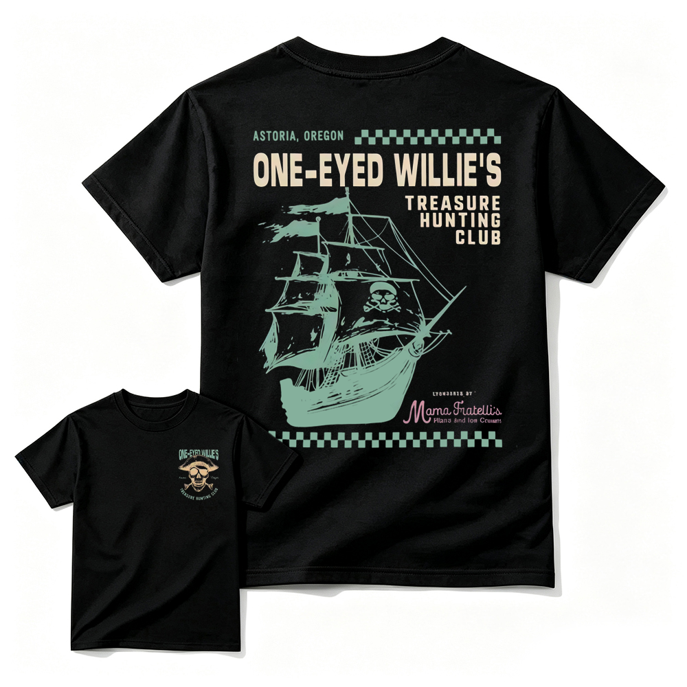One-Eyed Willie's Treasure Hunt T-Shirt-Retro 80s Movie Graphic Tee