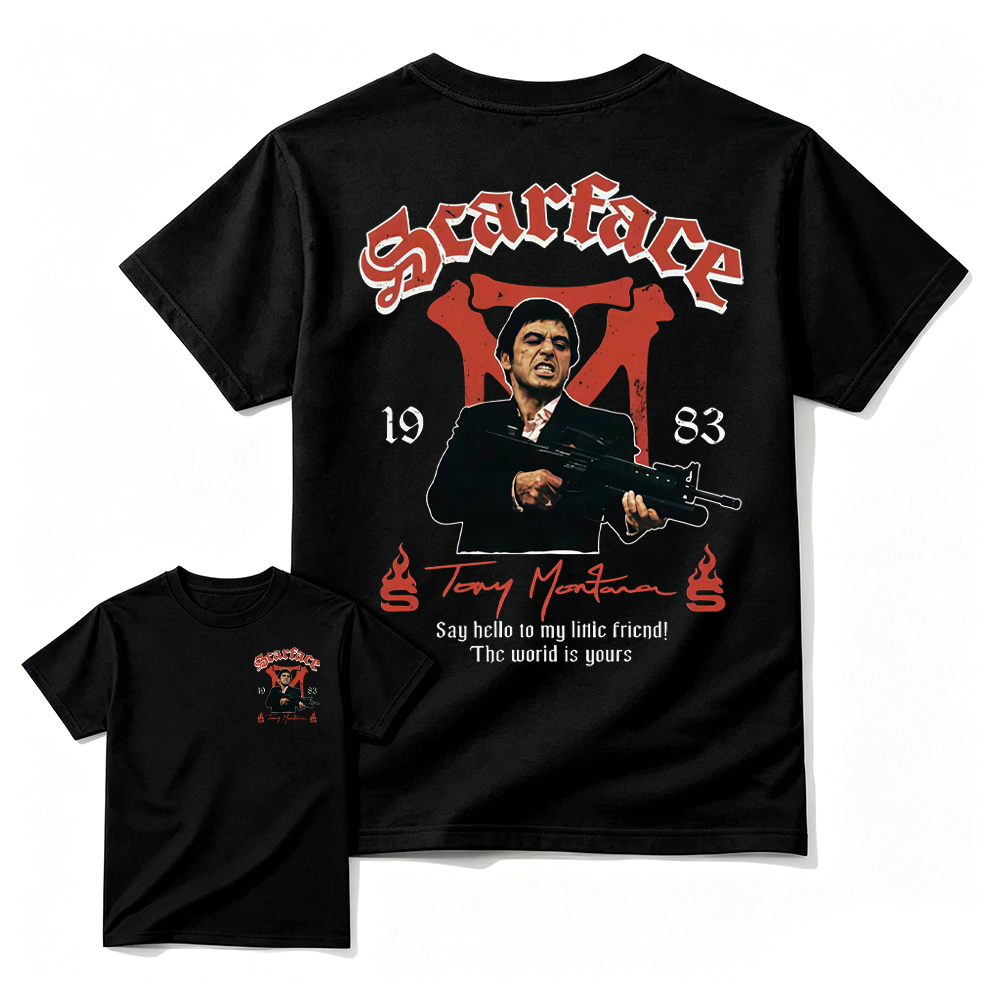 Scar-Fac3 1983 Tony M. Movie T-Shirt, The World Is Yours