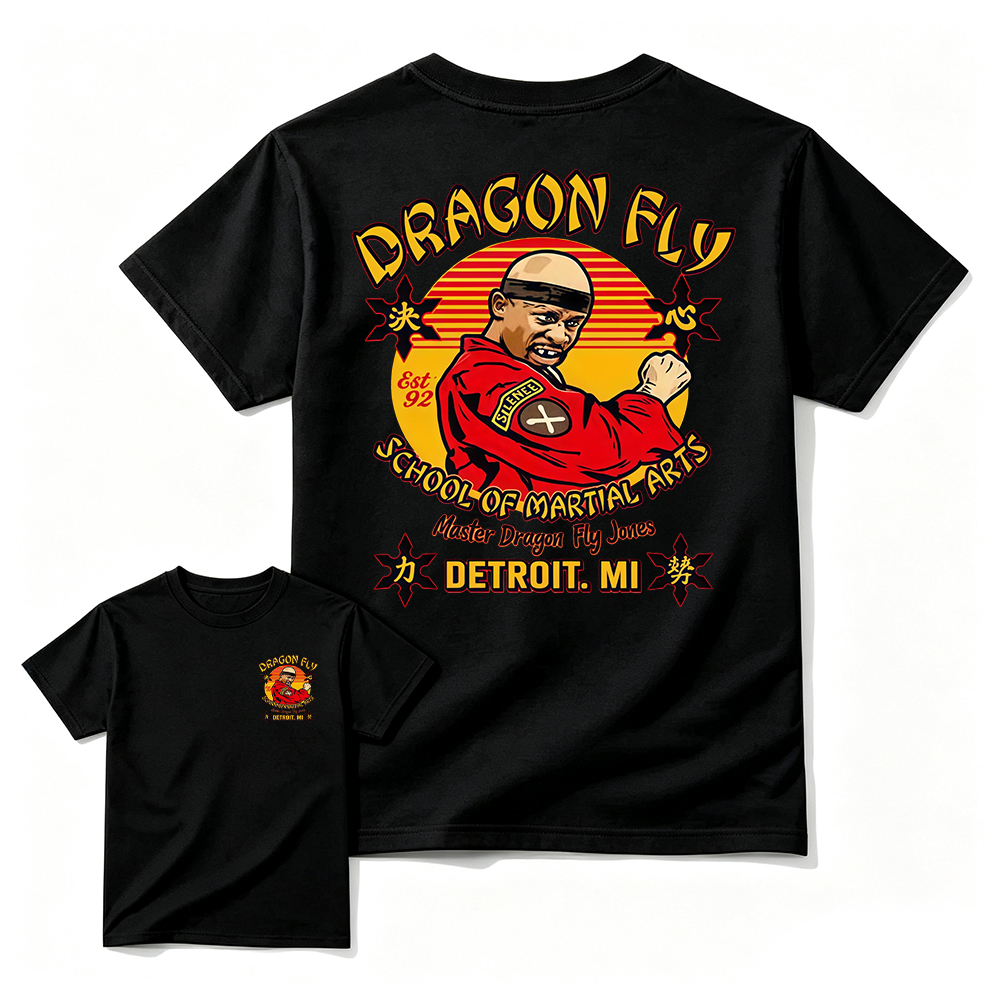 "Drag0n Fly" Retro Martial Arts T-Shirt, Vintage 90s Sitcom Comedy Tee