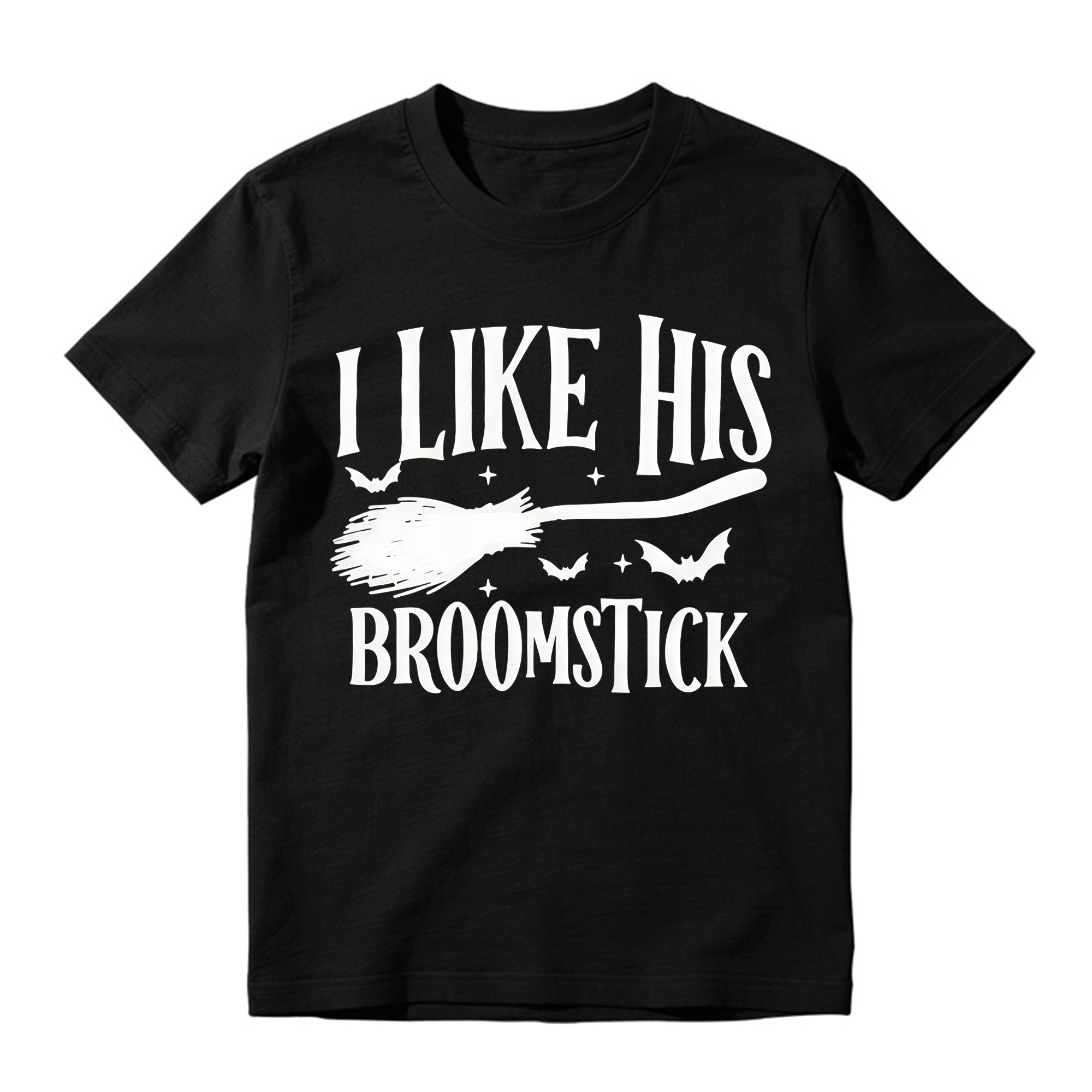 Matching His Hers Funny Halloween Couple Costume T-Shirts, Pumpkin/Broom Design