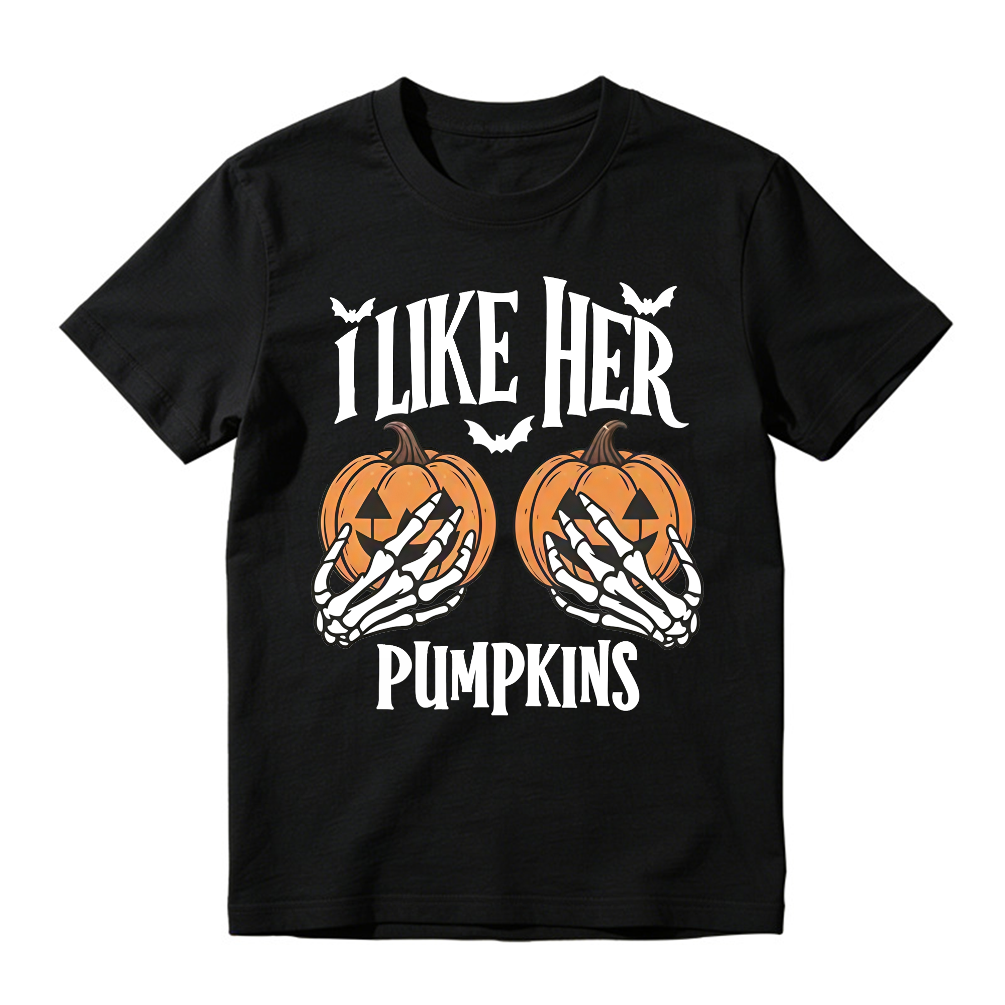 Matching His Hers Funny Halloween Couple Costume T-Shirts, Pumpkin/Broom Design