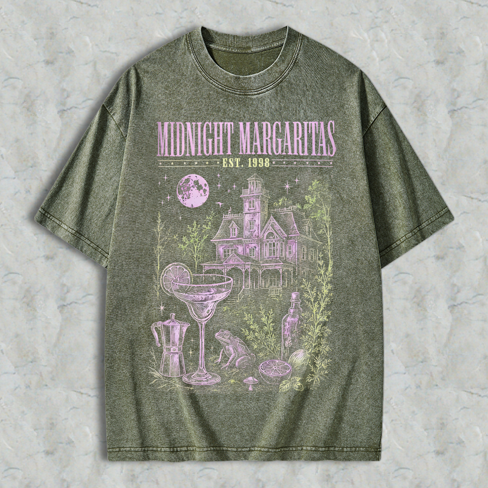 "Midnight Margaritas" Vintage Witchy Acid Washed T-shirt