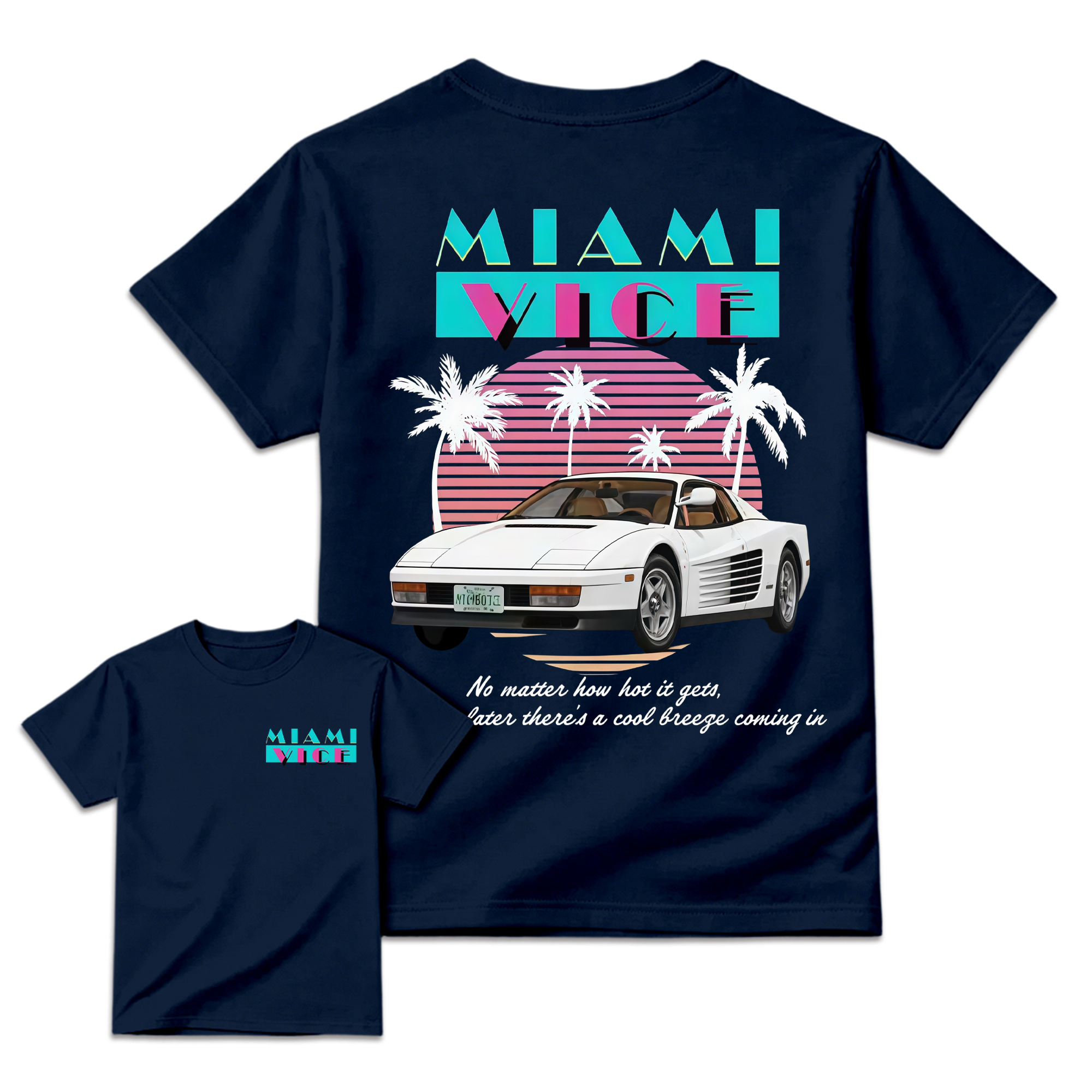 Miami.Vice. Shirt, Vintage 80s Neon Car Graphic Tee, Retro TV Series Inspired T-Shirt