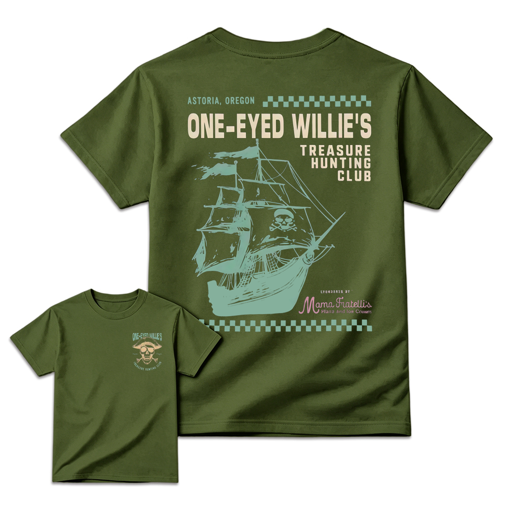 One-Eyed Willie's Treasure Hunt T-Shirt-Retro 80s Movie Graphic Tee