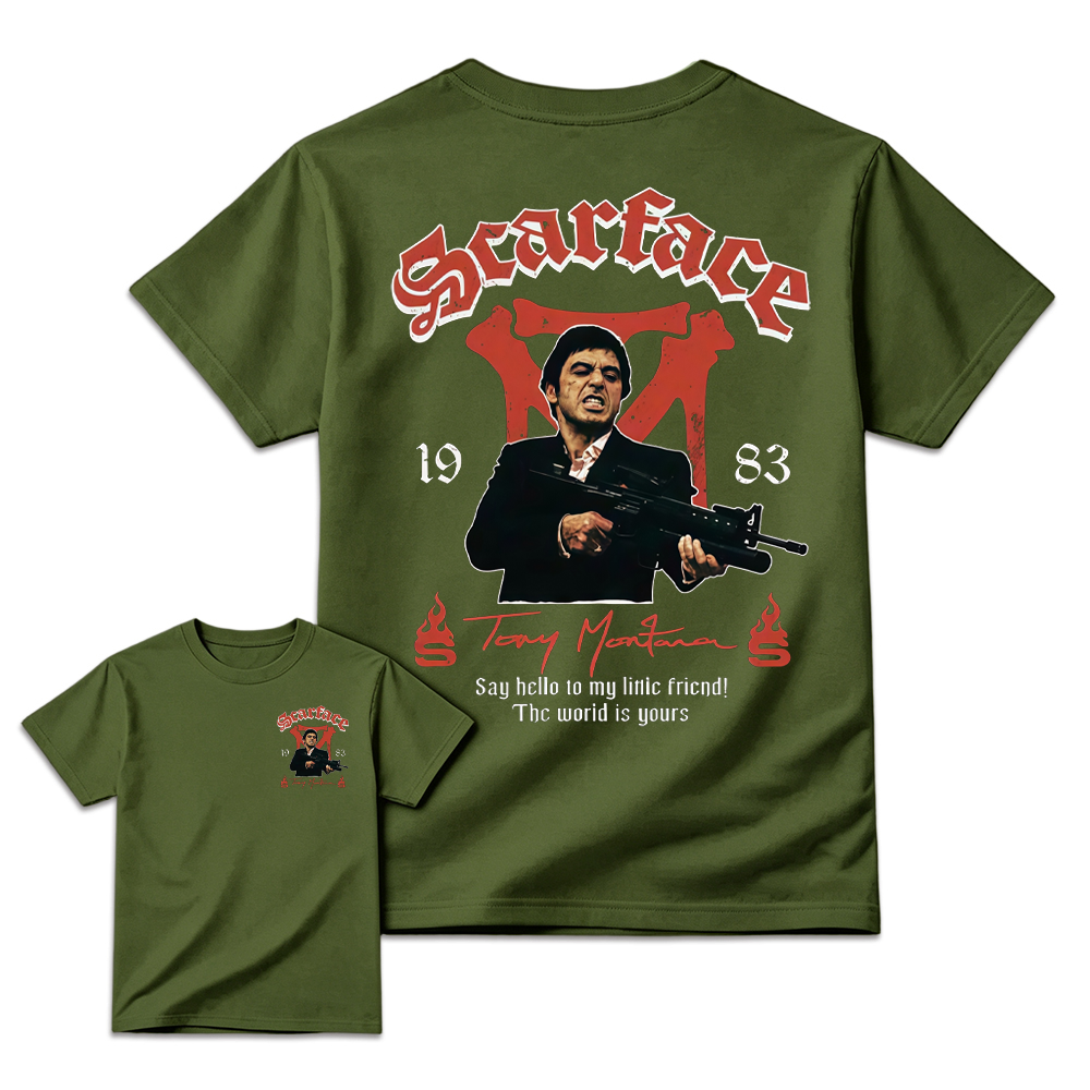 Scar-Fac3 1983 Tony M. Movie T-Shirt, The World Is Yours