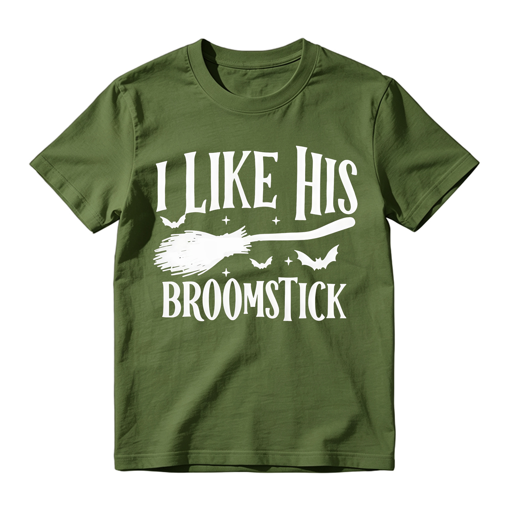 Matching His Hers Funny Halloween Couple Costume T-Shirts, Pumpkin/Broom Design