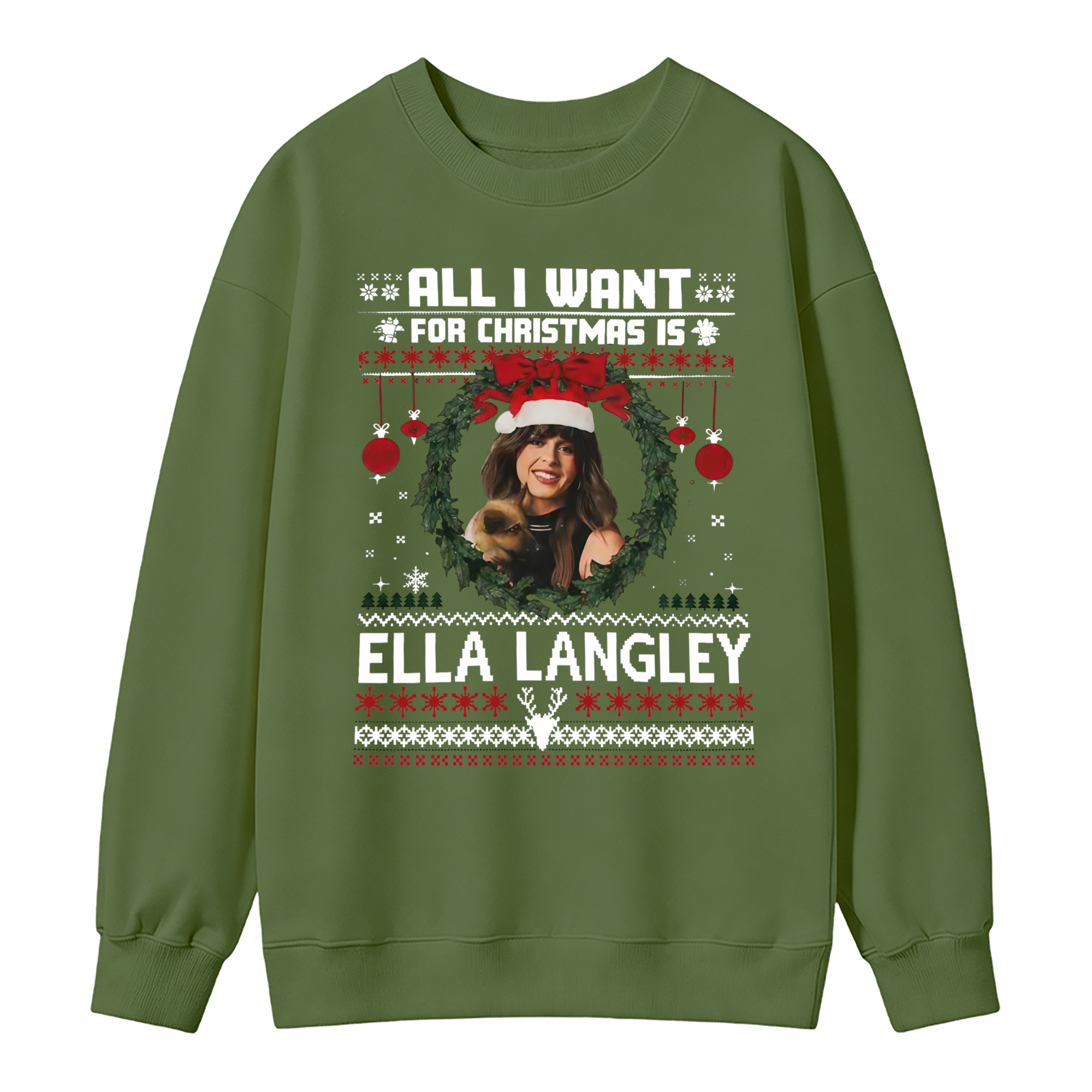 Country Christmas Wreath "All I Want" Sweatshirt