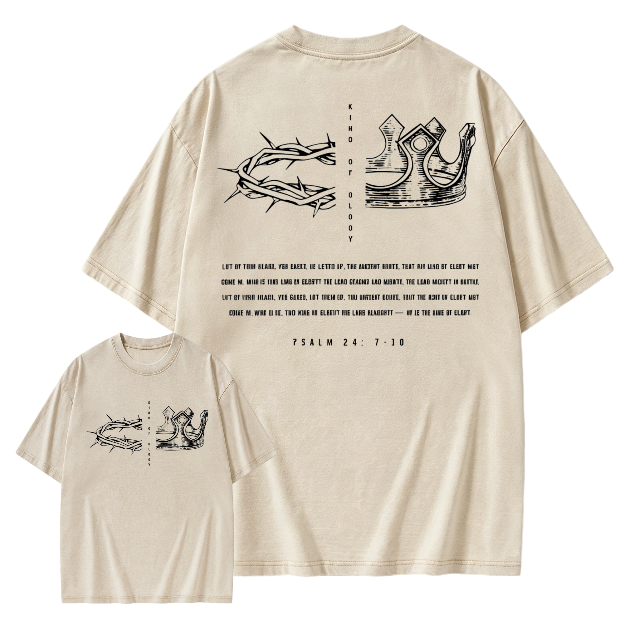 1 PCS Religious "King Of Glory - Crown Of Thorns & Royal Crown" Graphic T-Shirt