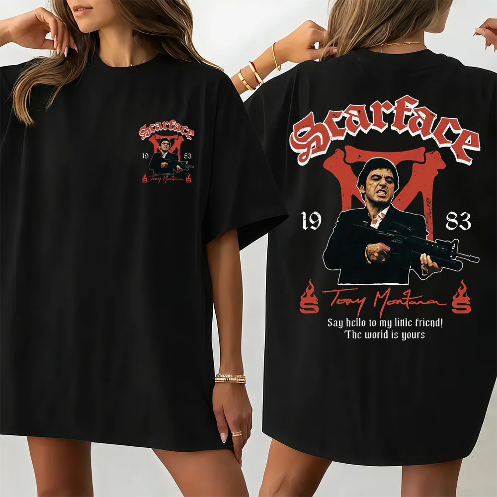 Scar-Fac3 1983 Tony M. Movie T-Shirt, The World Is Yours
