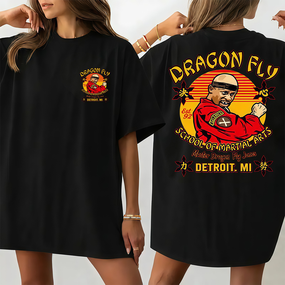"Drag0n Fly" Retro Martial Arts T-Shirt, Vintage 90s Sitcom Comedy Tee