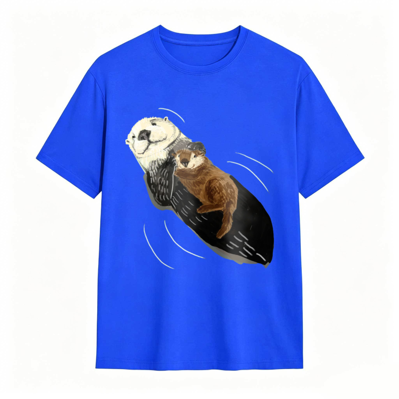 Otter And Baby Otter Floating On Back Unisex Classic T-shirt