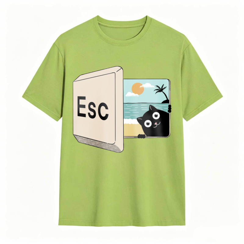 Esc Key Cat Beach Scene Unisex Classic T-shirt