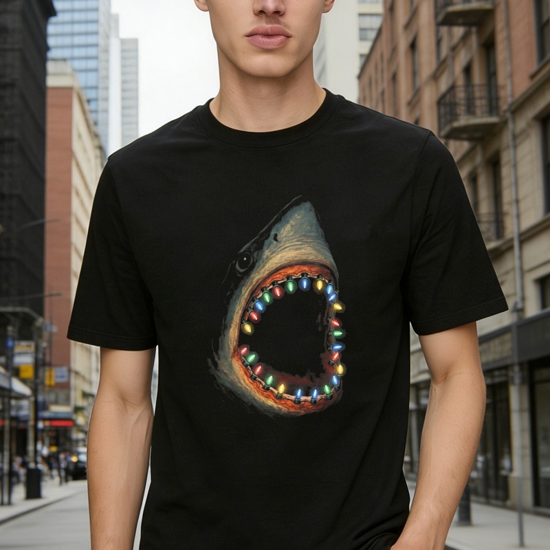 Shark With Colorful Teeth Pattern Unisex Classic T-shirt