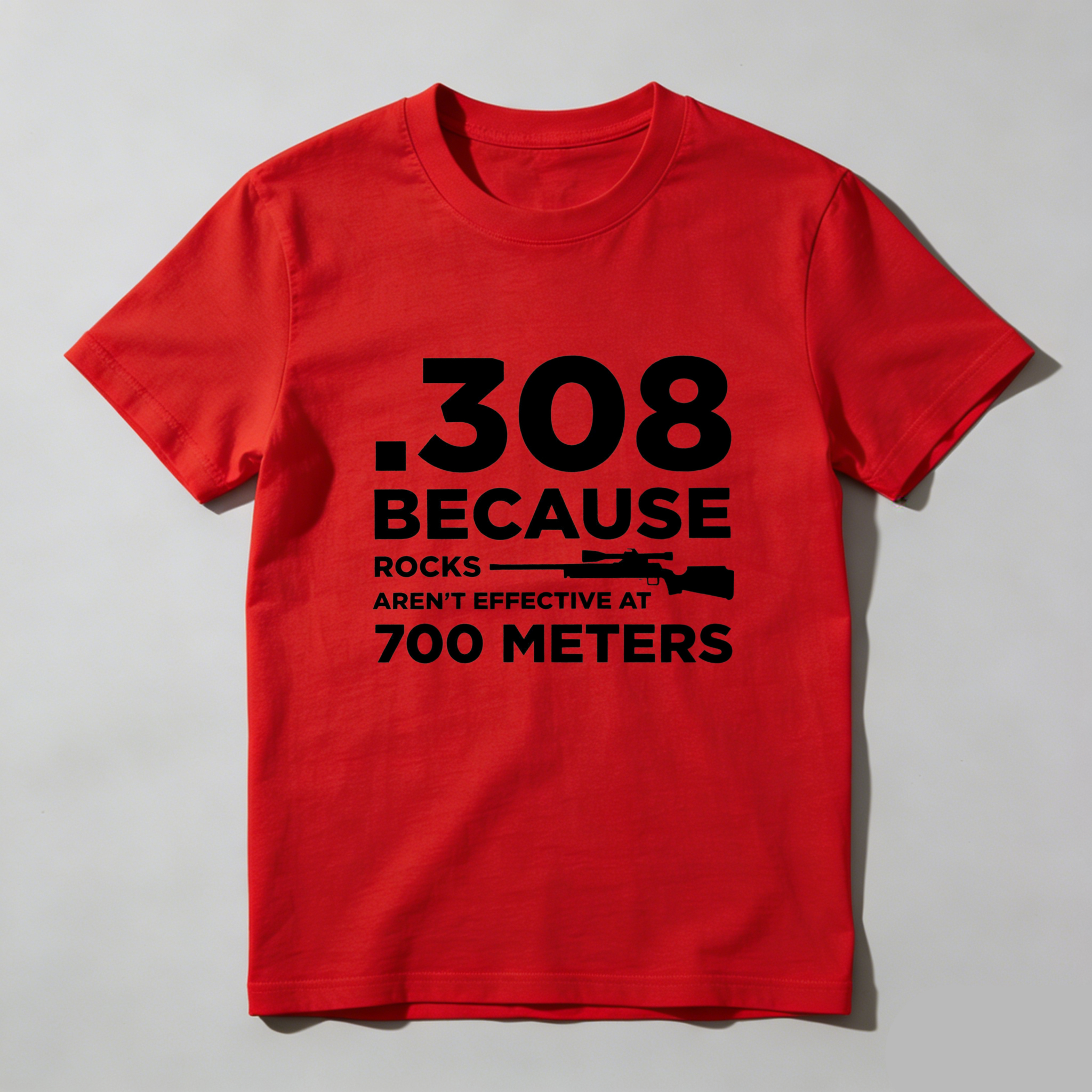 Teecurent .308 Because Rocks Aren't Effective At 700 Meters Pure Cotton Short Sleeve T Shirt-TeeCurent