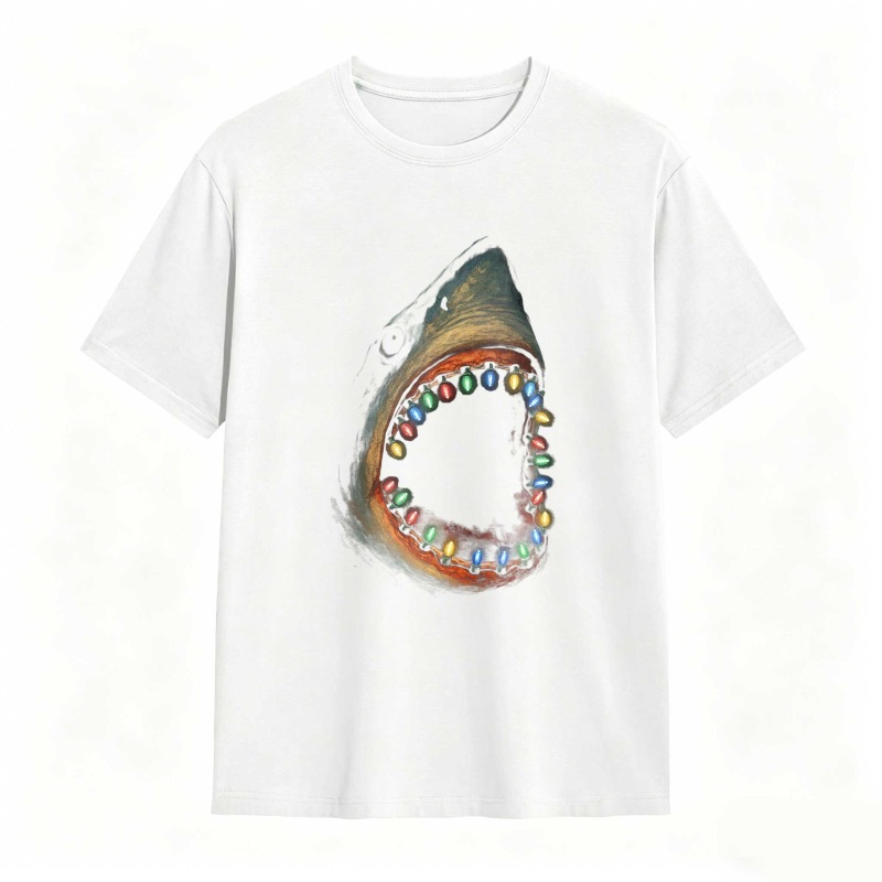 Shark With Colorful Teeth Pattern Unisex Classic T-shirt