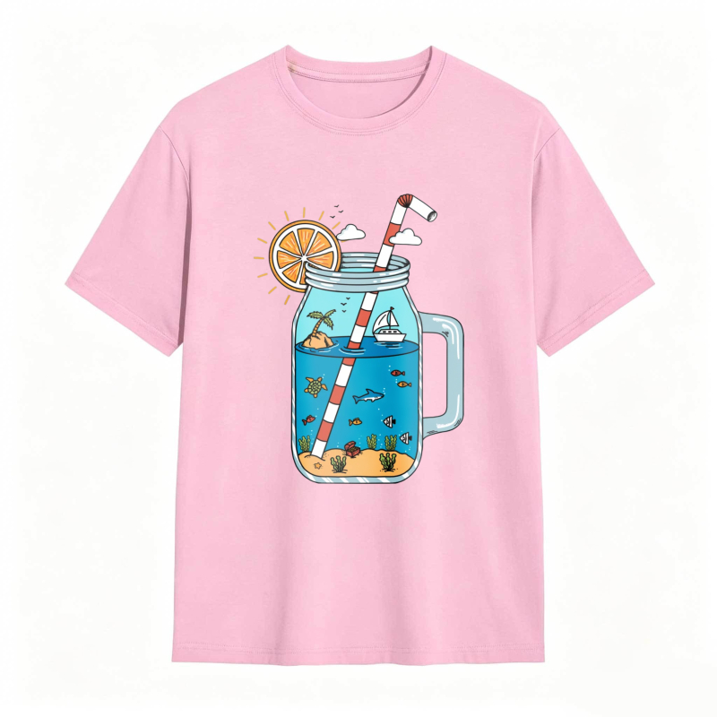Mason Jar With Beach Scene And Lemonade Design Unisex Classic T-shirt