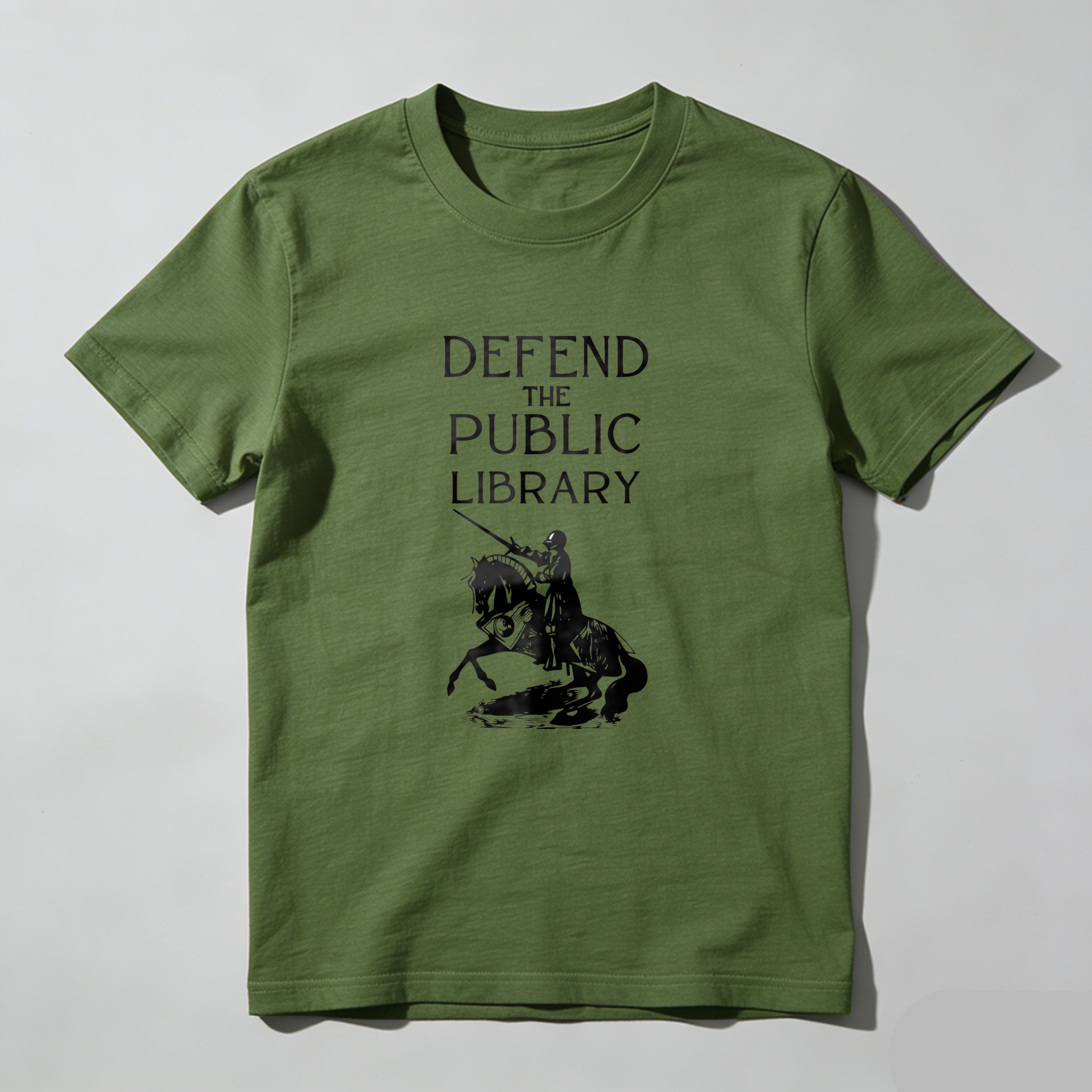 Wardrobecart Defend The Public Library Knight On Horse Tshirt