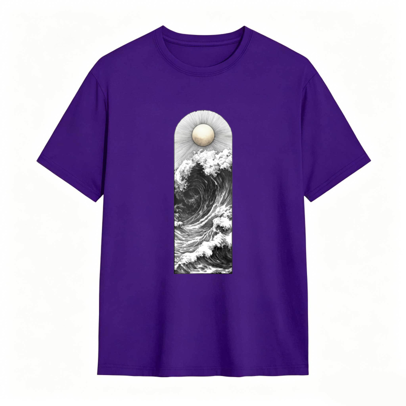 Wave And Moon Arch Design Unisex Classic T-shirt