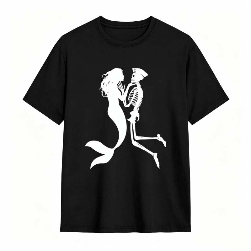 Mermaid And Skeleton Dancing Silhouette Unisex Classic T-shirt