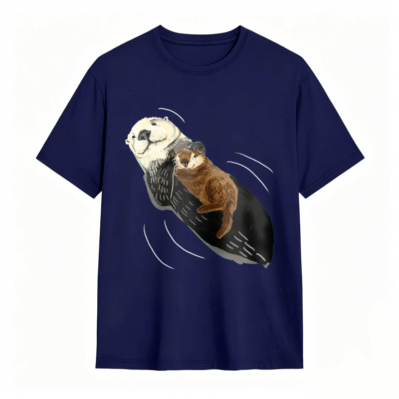 Otter And Baby Otter Floating On Back Unisex Classic T-shirt