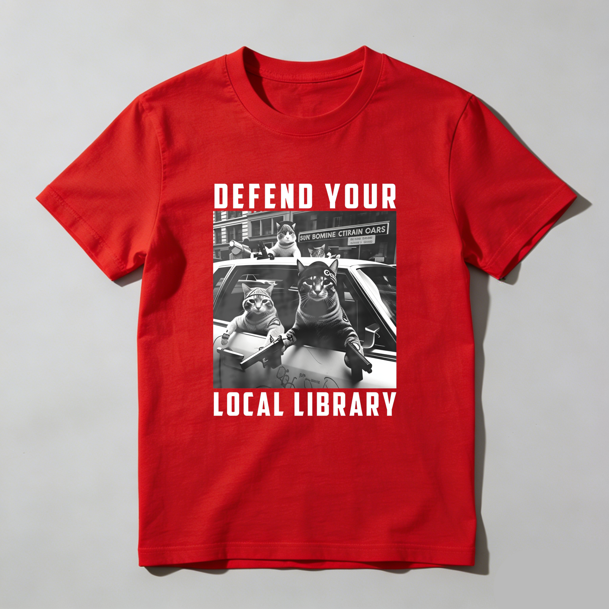Wardrobecart Defend Your Local Library Cats With Guns Tshirt