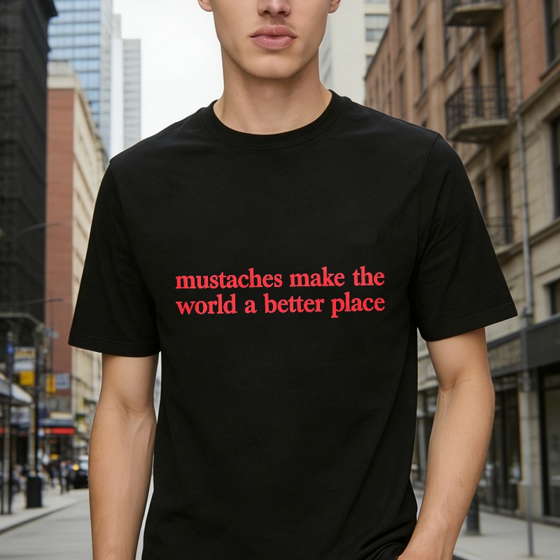 Mustaches Make The World A Better Place Funny Quote Unisex Classic T-shirt