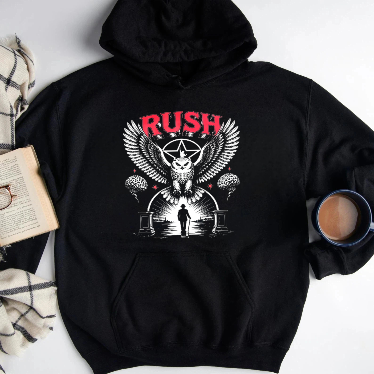 Rush Band Owl Pentagram Silhouette Art Unisex Classic Hoodie