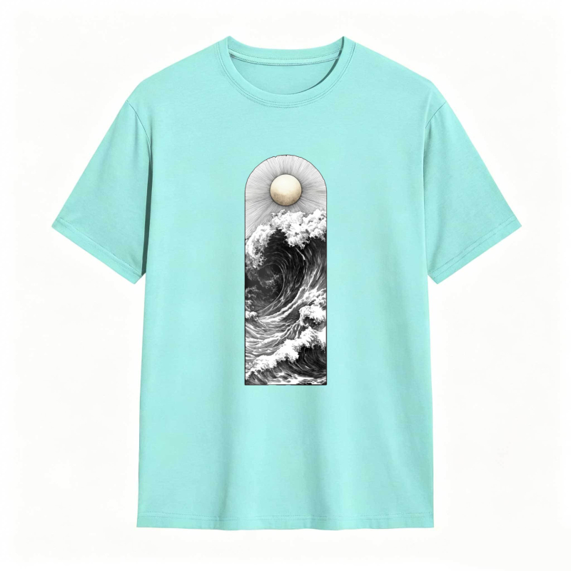 Wave And Moon Arch Design Unisex Classic T-shirt