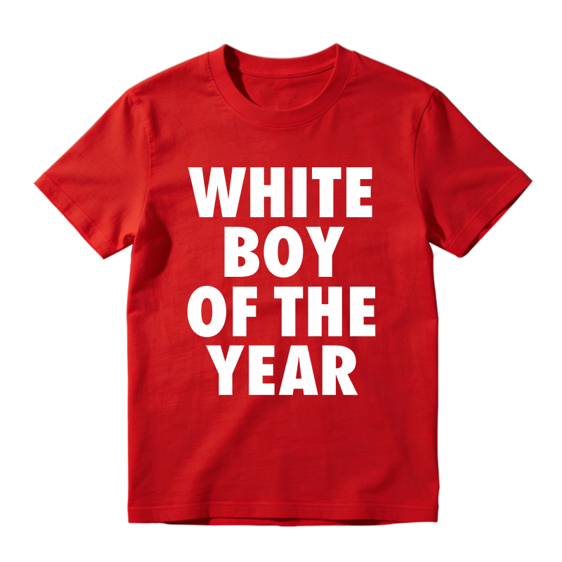 WHITE BOY OF THE YEAR SHIRT - Man Menswear Oversized Tshirt Streetwear Casual Classic Cotton Shortsleeve