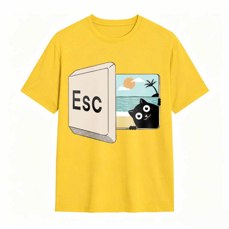 Esc Key Cat Beach Scene Unisex Classic T-shirt