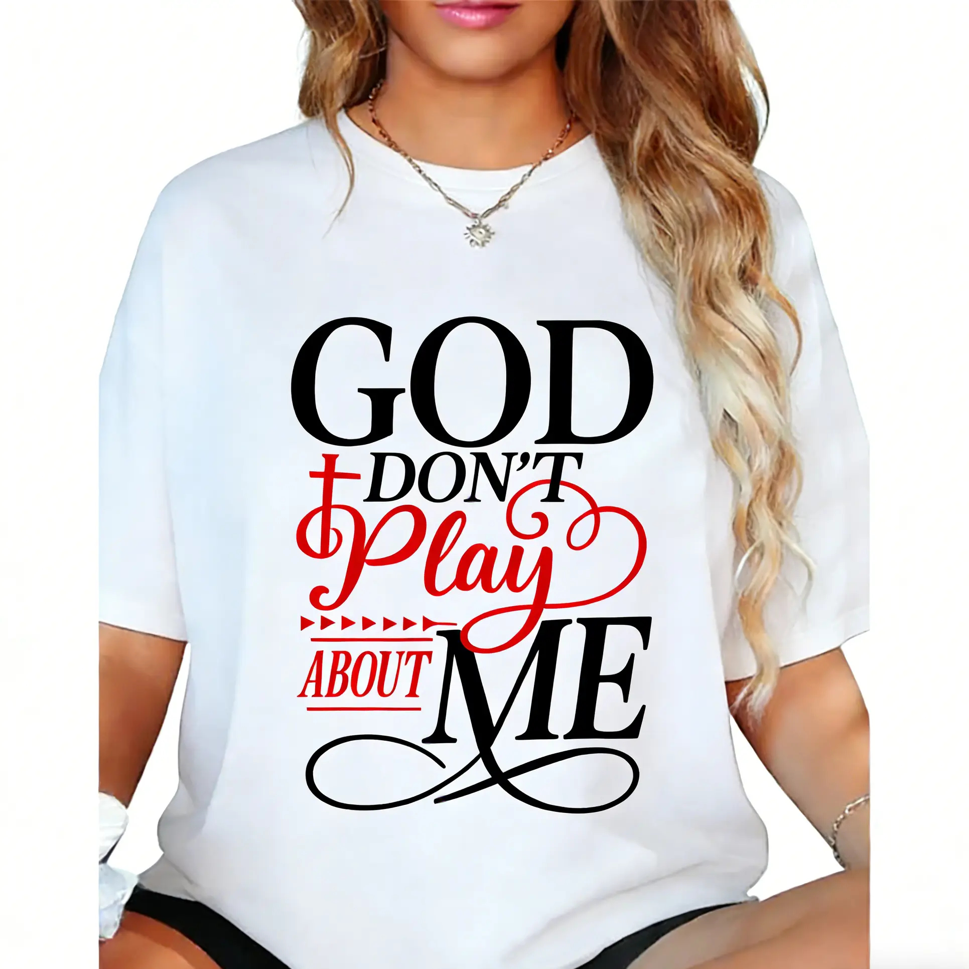 100% Cotton God Dont Play About Me Inspirational Faith T-Shirt Christ Christian Tops