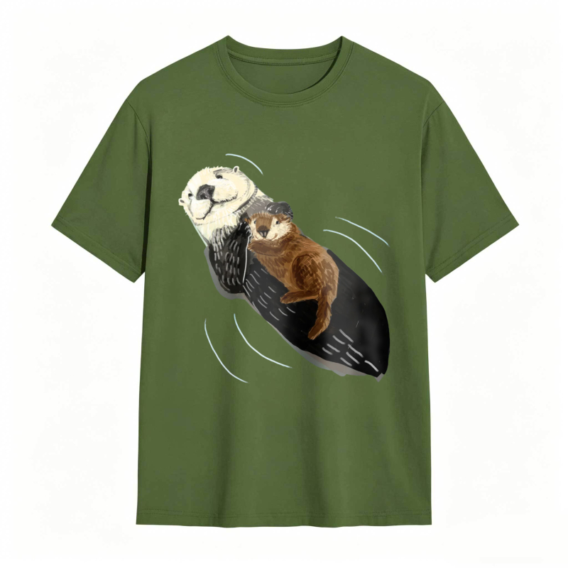Otter And Baby Otter Floating On Back Unisex Classic T-shirt