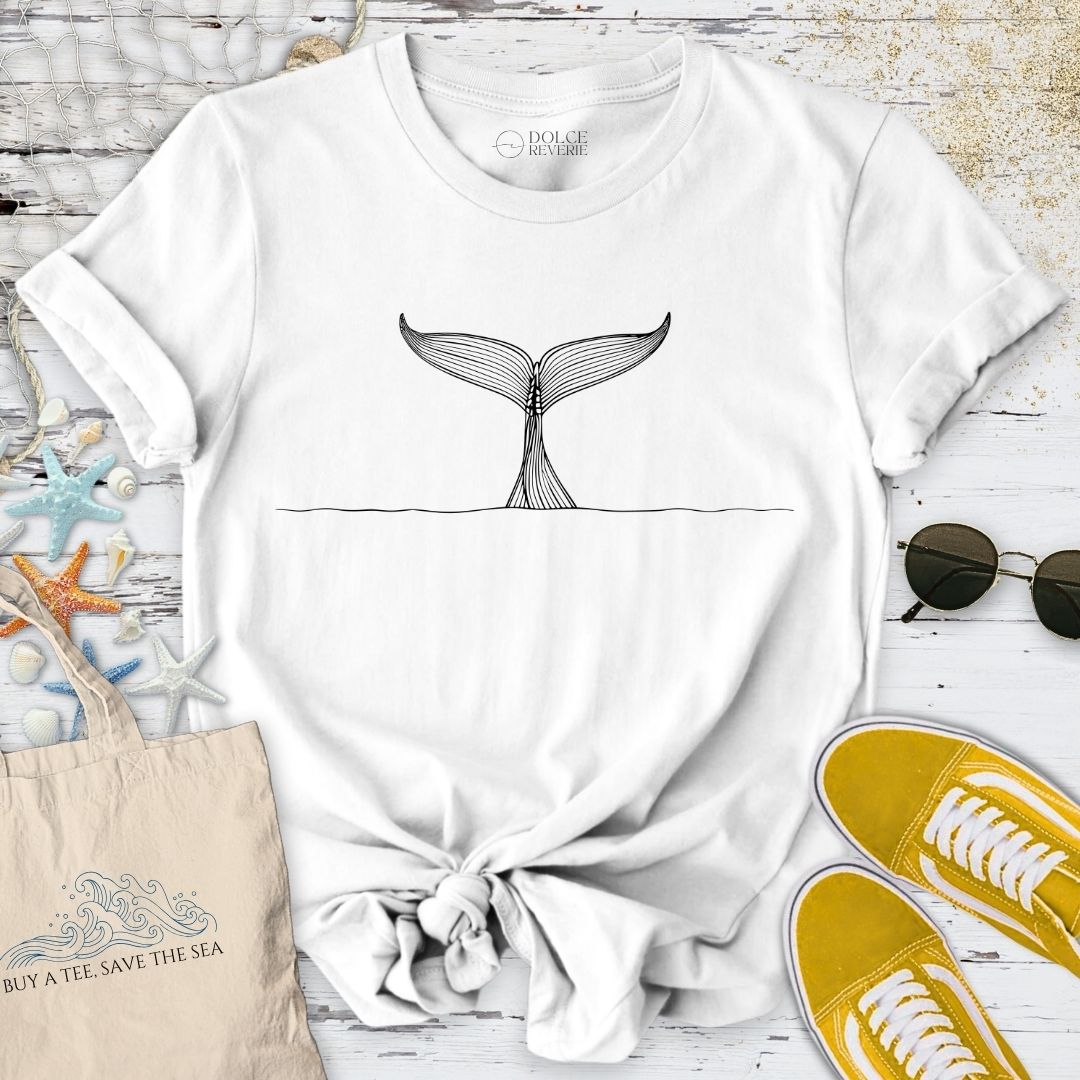 Whale Tail Line Art T-Shirt
