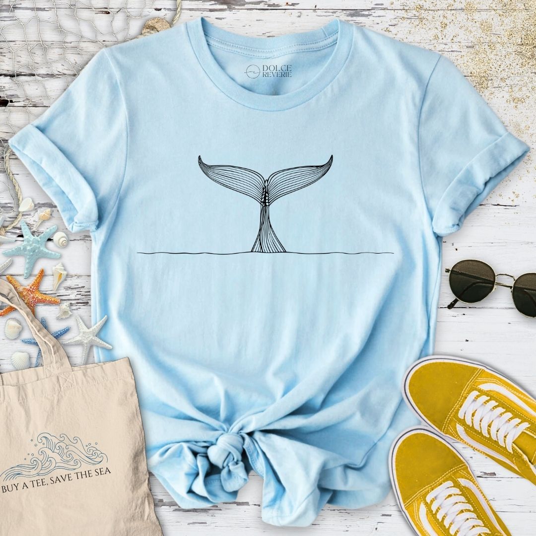 Whale Tail Line Art T-Shirt