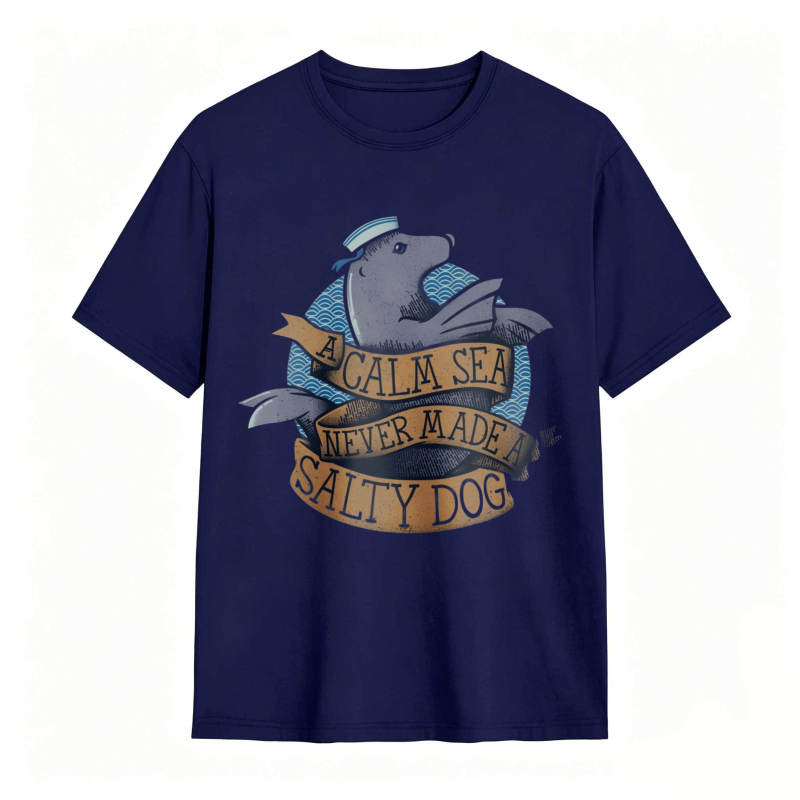 Whale And Sea Theme With A Calm Sea Never Made Salty Dog Text Unisex Classic T-shirt