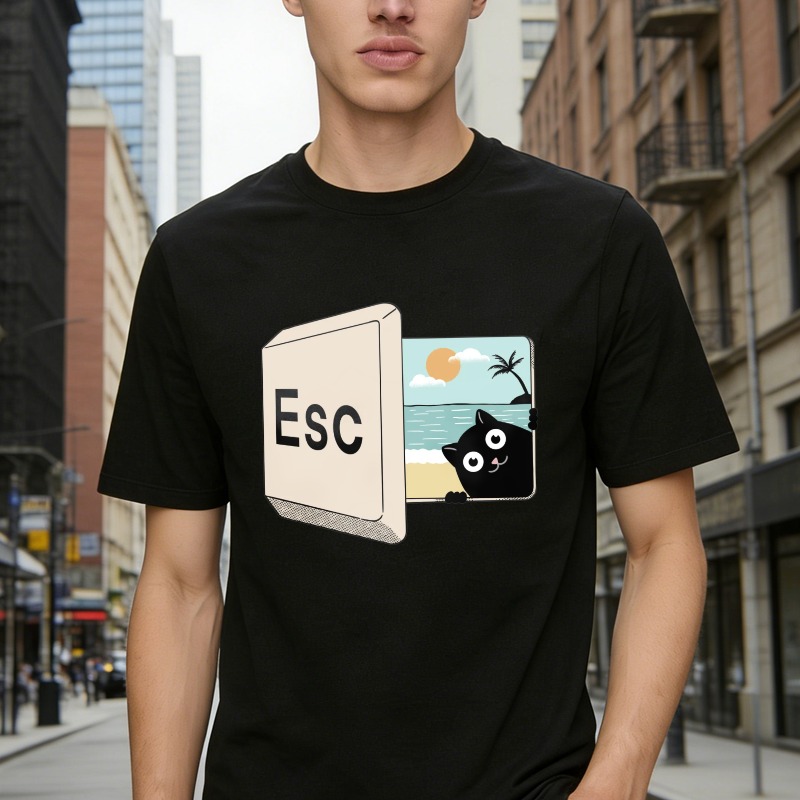 Esc Key Cat Beach Scene Unisex Classic T-shirt