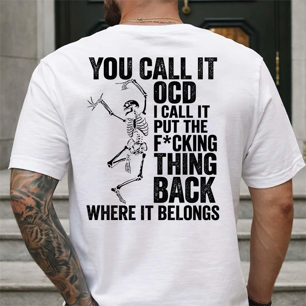Funny OCD Humor Skeleton Graphic T-Shirt