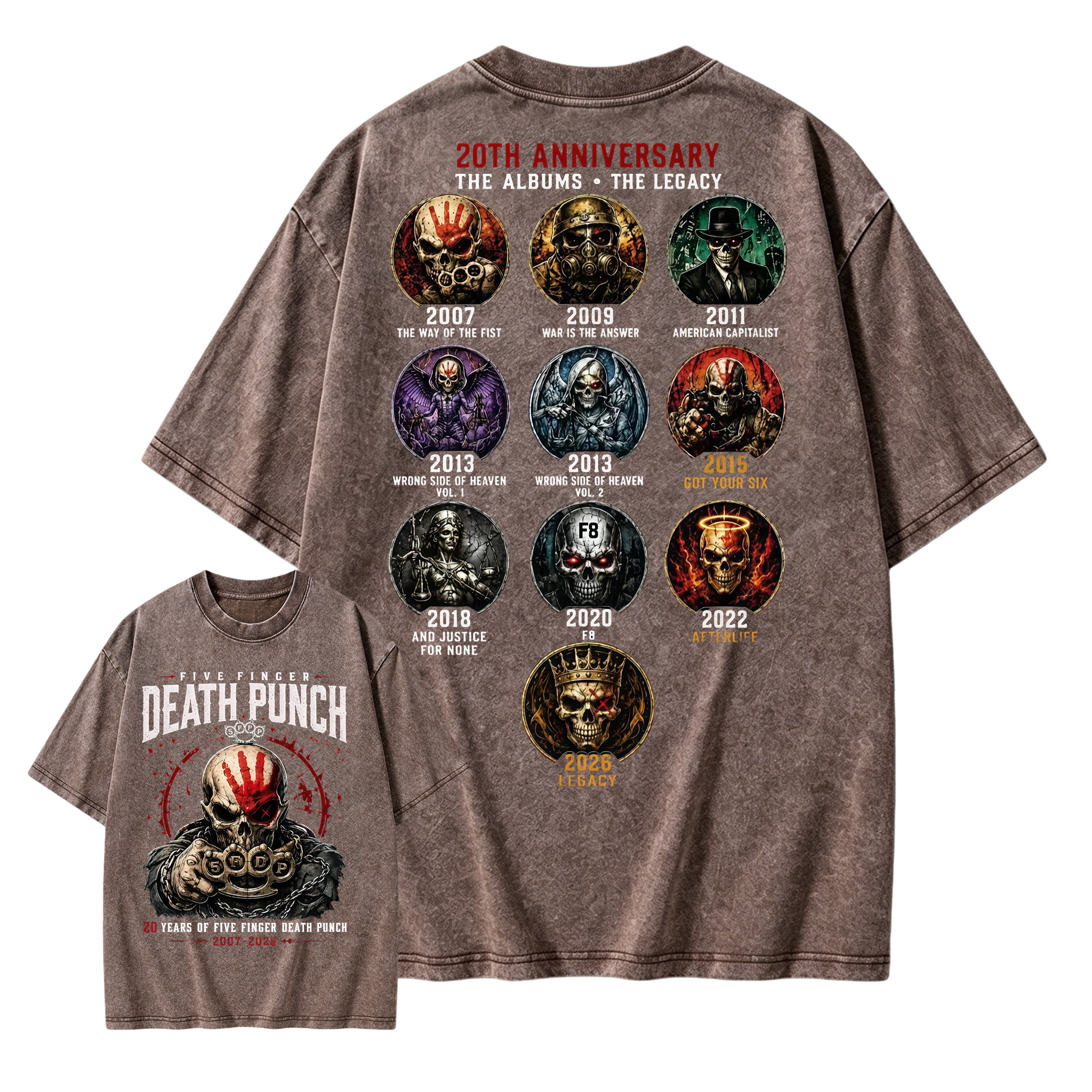 Five Finger Death Punch Rock Band Heavy Metal Music Washed T-Shirt
