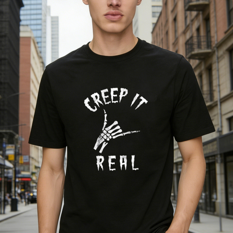 Creep It Real Skeleton Hand Shaka Sign Graphic T-shirt
