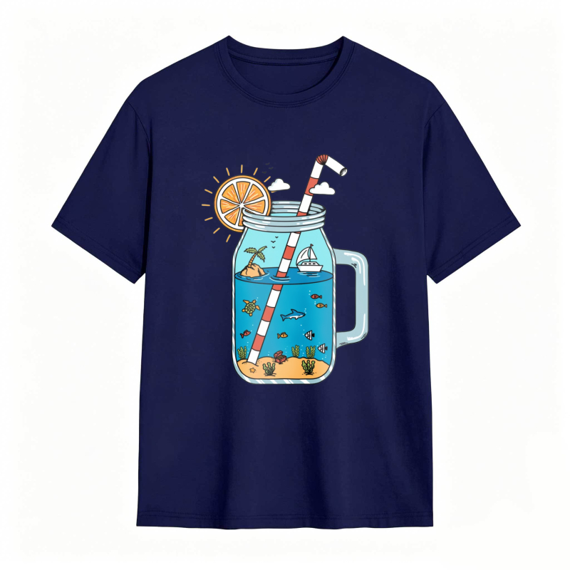 Mason Jar With Beach Scene And Lemonade Design Unisex Classic T-shirt