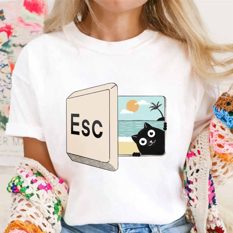 Esc Key Cat Beach Scene Unisex Classic T-shirt